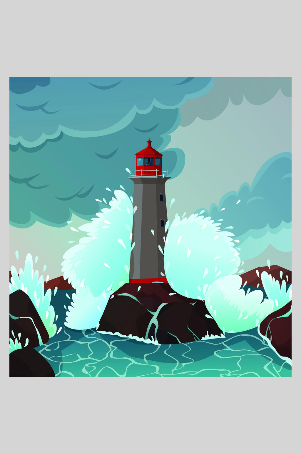 波普风海浪插画素材设计素材