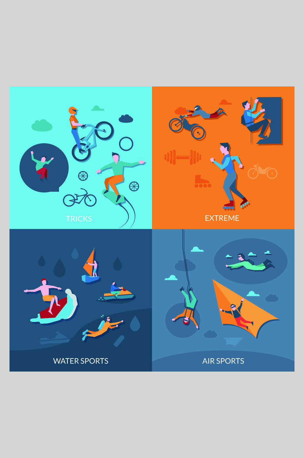 扁平化极限运动插画素材设计