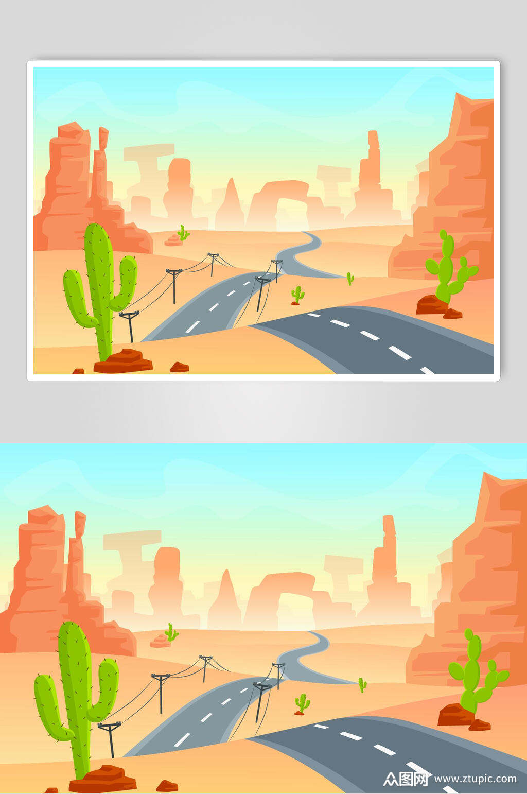 沙漠公路插画设计素材素材,本作品是由小李上传的原创平面