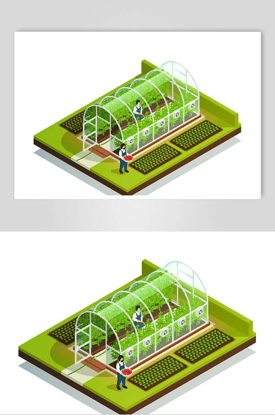 扁平化商业大棚种植插画素材