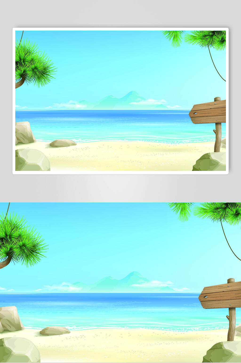 清凉一夏海边插画设计素材