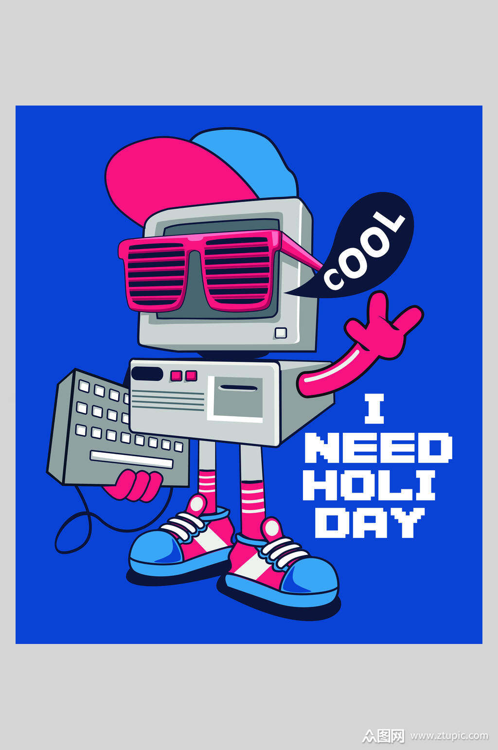 计算机卡通涂鸦插画