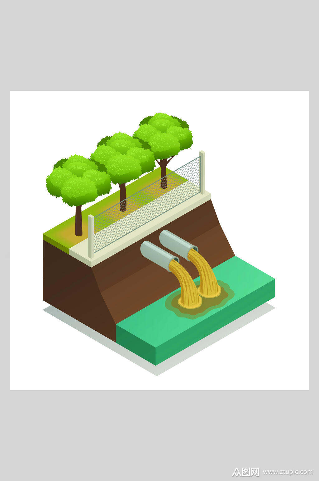 简约易懂排污扁平化商业插画素材