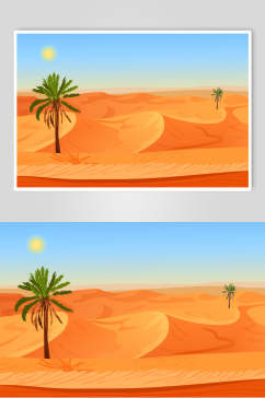 黄色沙漠插画素材设计