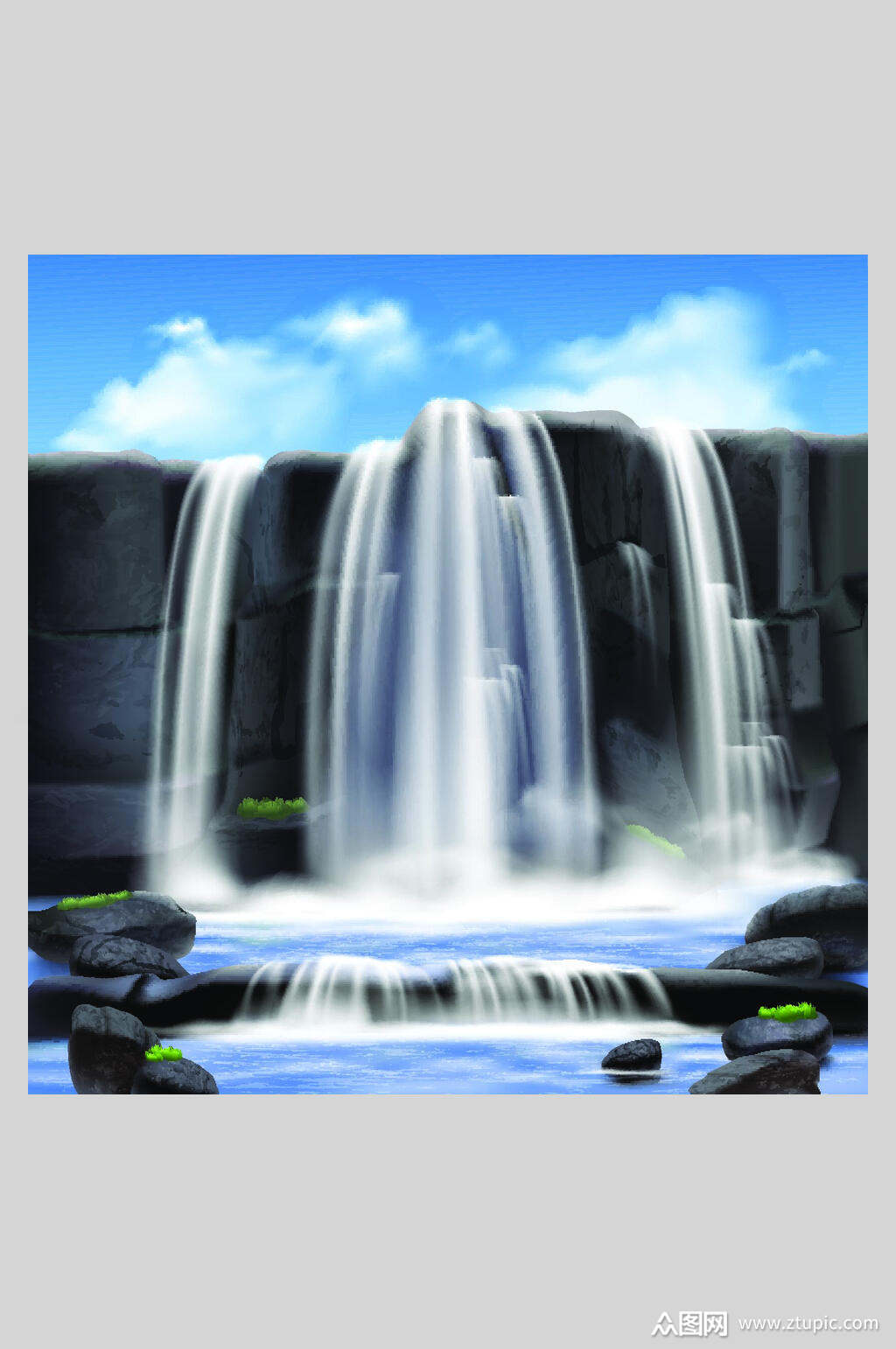 瀑布插画素材设计素材