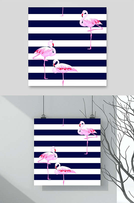 条纹INS风火烈鸟素材-众图网