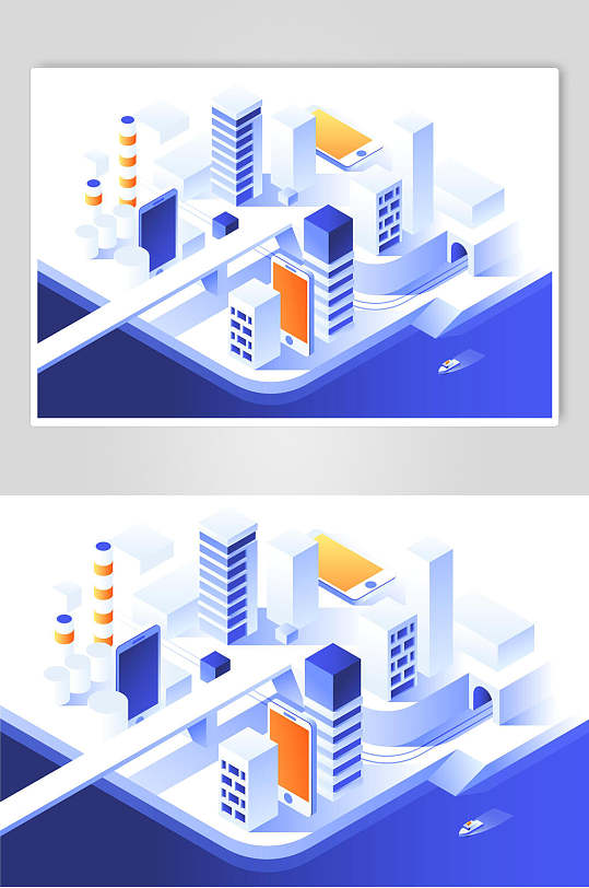 简约立体构成建筑插画设计