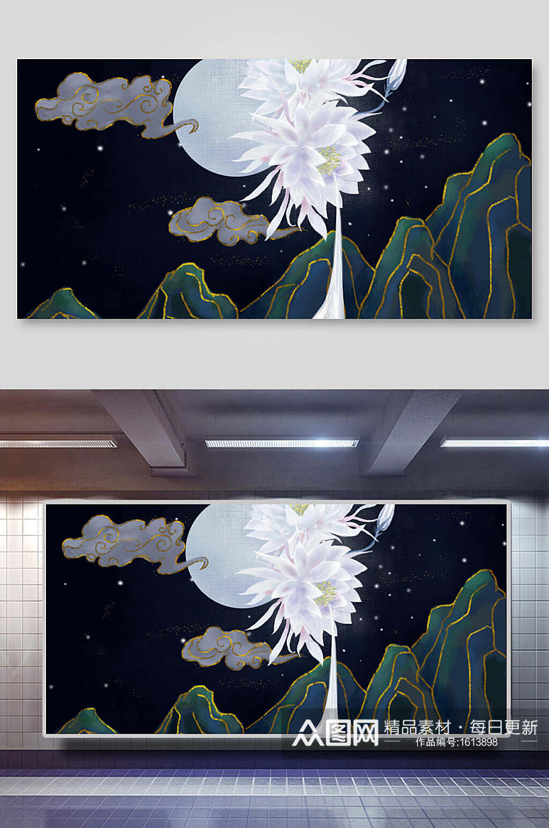 菊花中国风图案背景素材素材