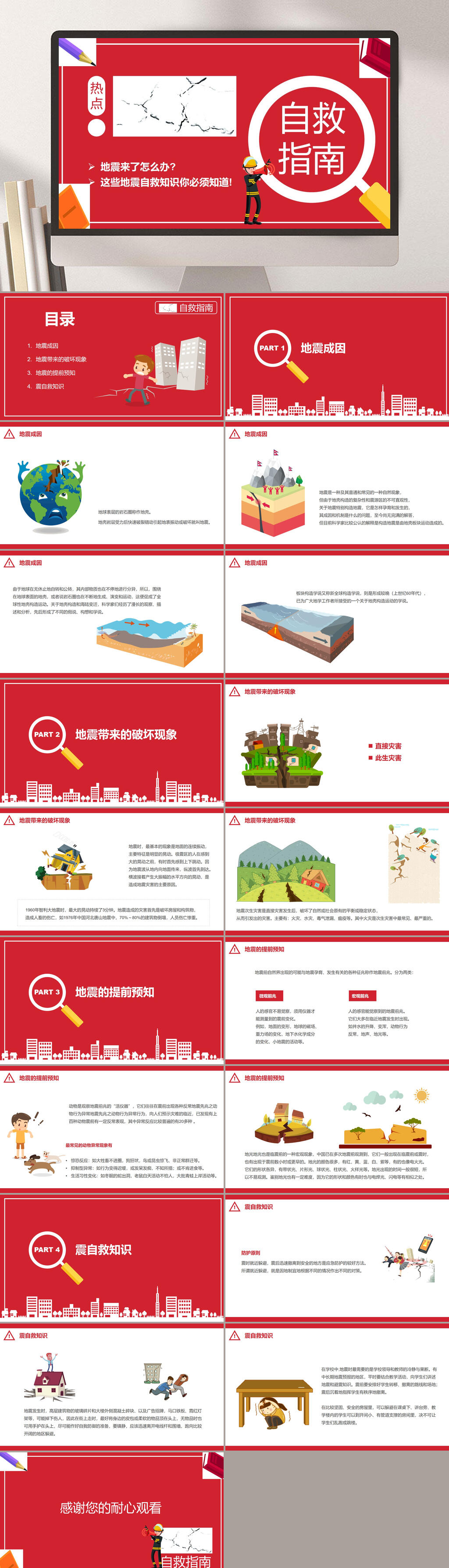 防震减灾自救指南PPT素材