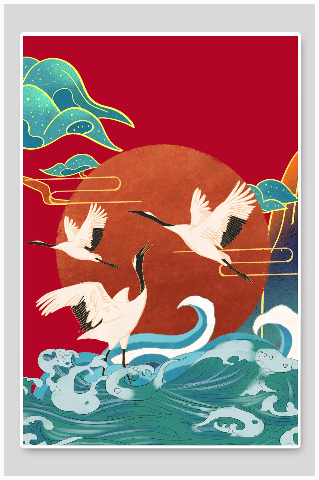 祥云中式国潮风背景素材素材