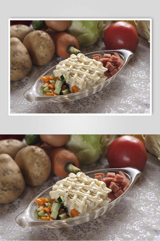 土豆泥沙拉绿色健康摄影图