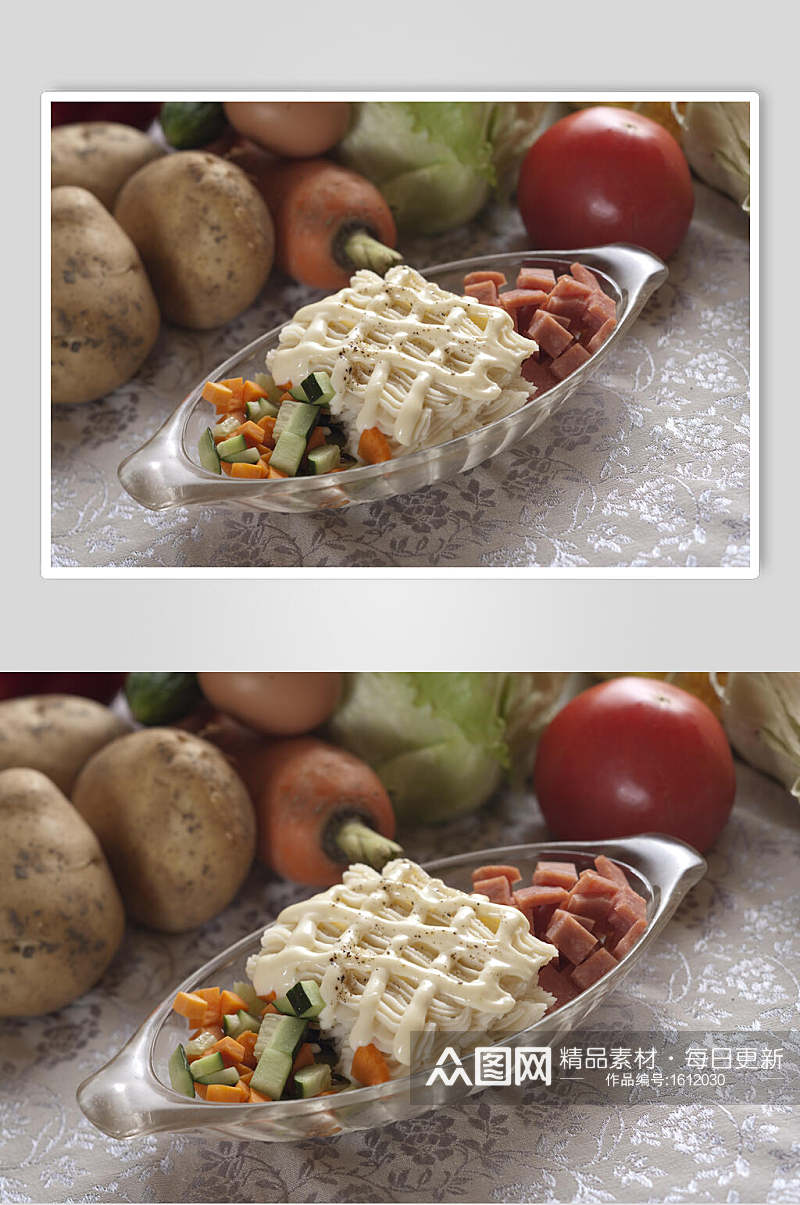 土豆泥沙拉绿色健康摄影图素材