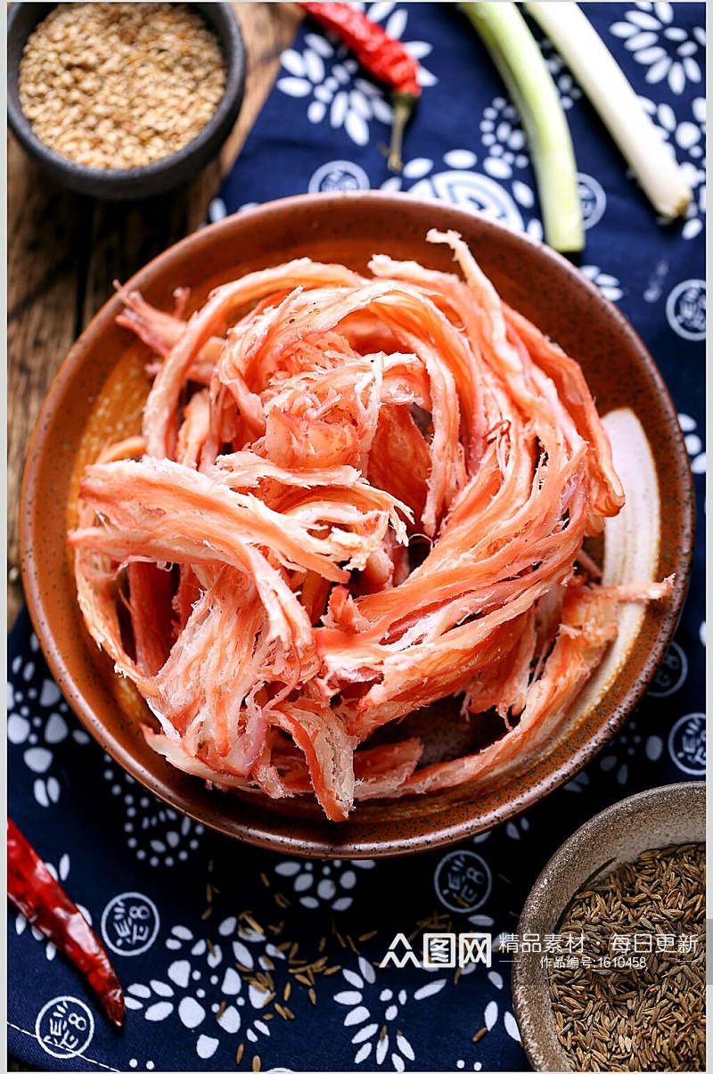 鱿鱼丝海鲜生鲜食品摄影图素材