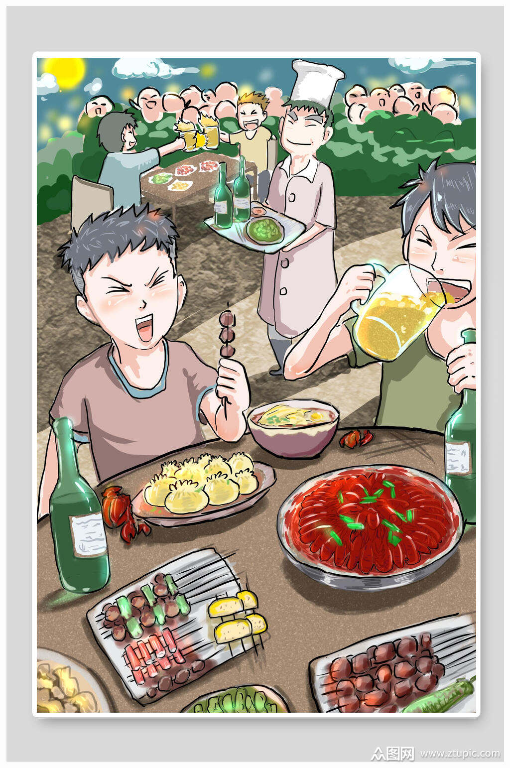烧烤餐饮美食插画素材