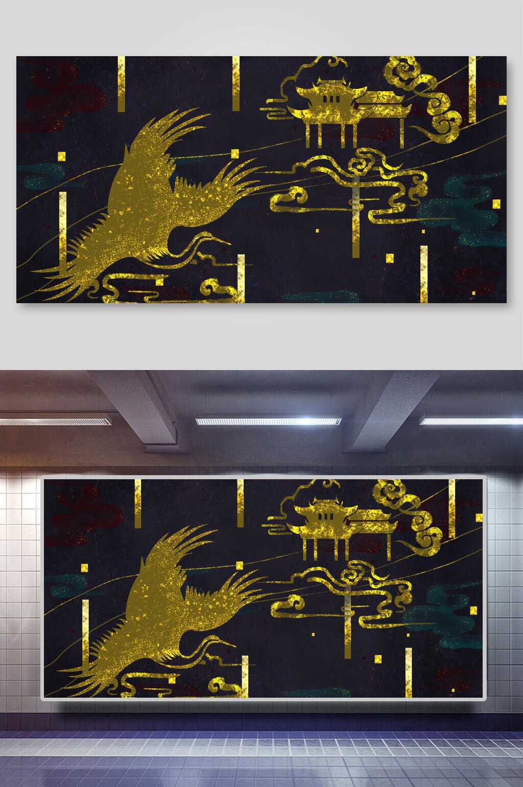 黑金中国风图案背景素材素材