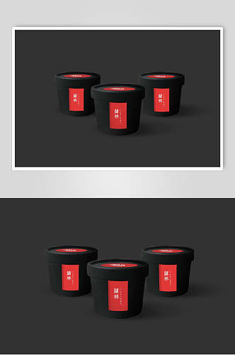 红黑中式餐饮品牌包装盒VI样机效果图