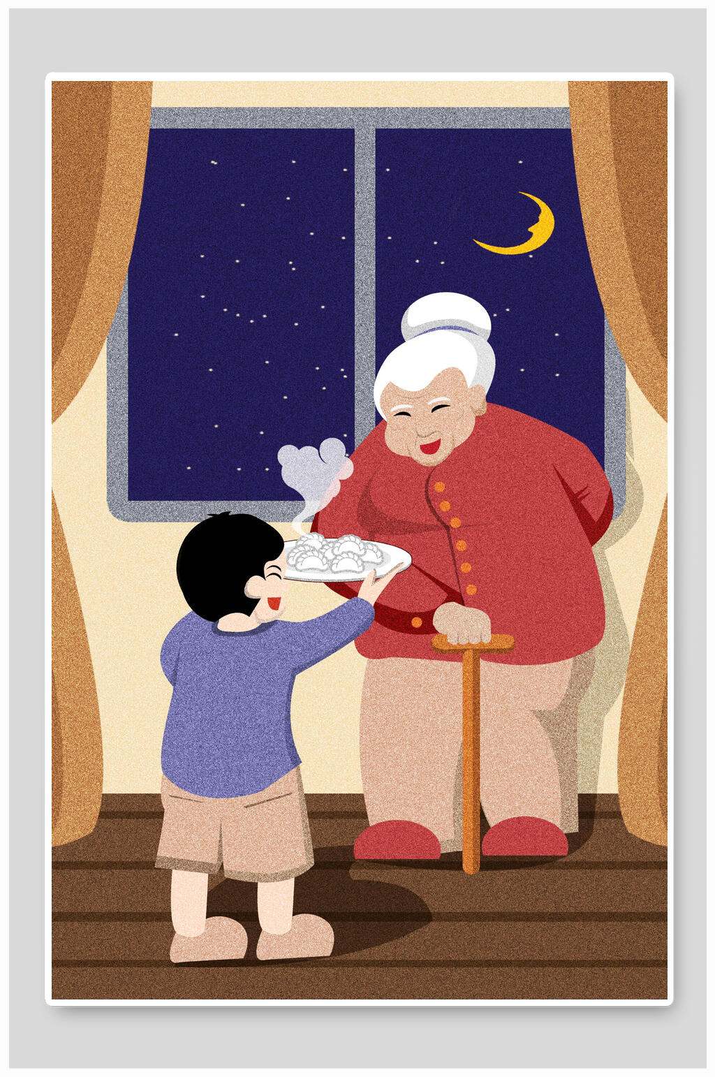敬老老人重阳节插画素材素材