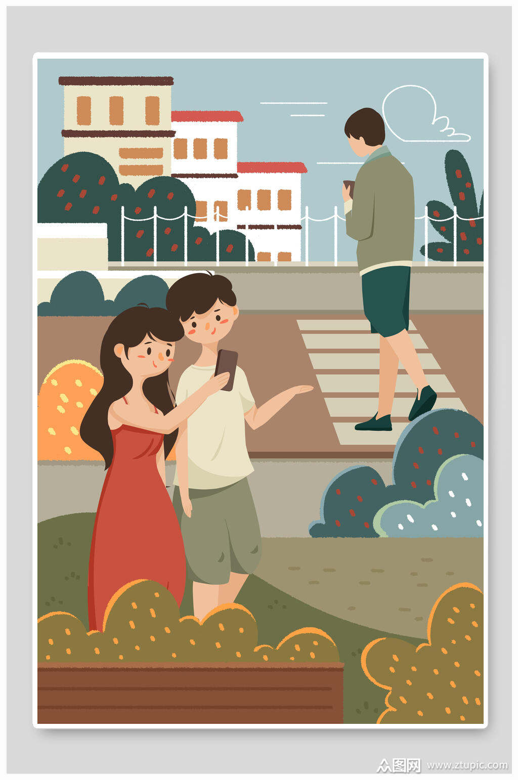 公园生活场景人物插画素材素材