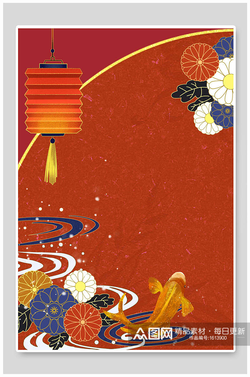 红色灯笼中式国潮风背景素材素材