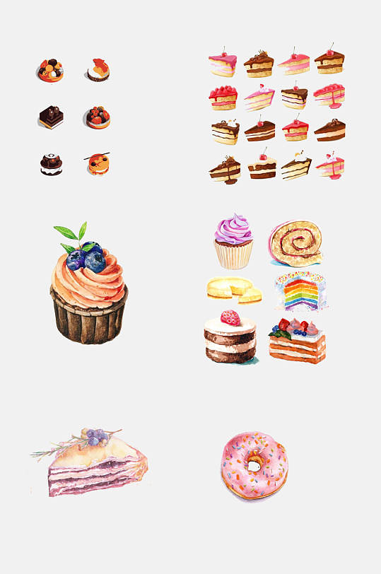 甜甜圈手绘生日蛋糕免抠元素素材-众图网