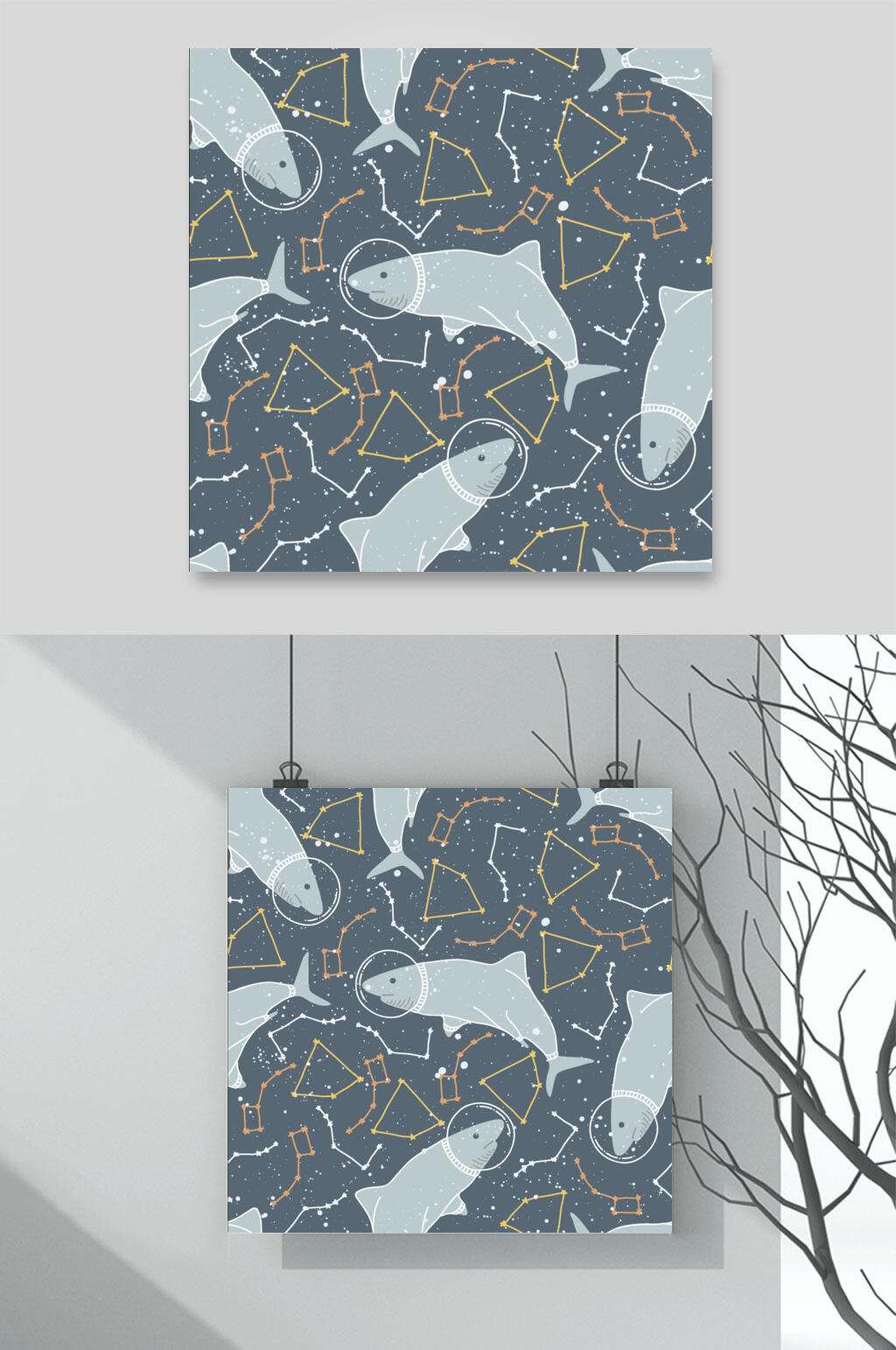 宇宙太空几何矢量插画背景素材素材