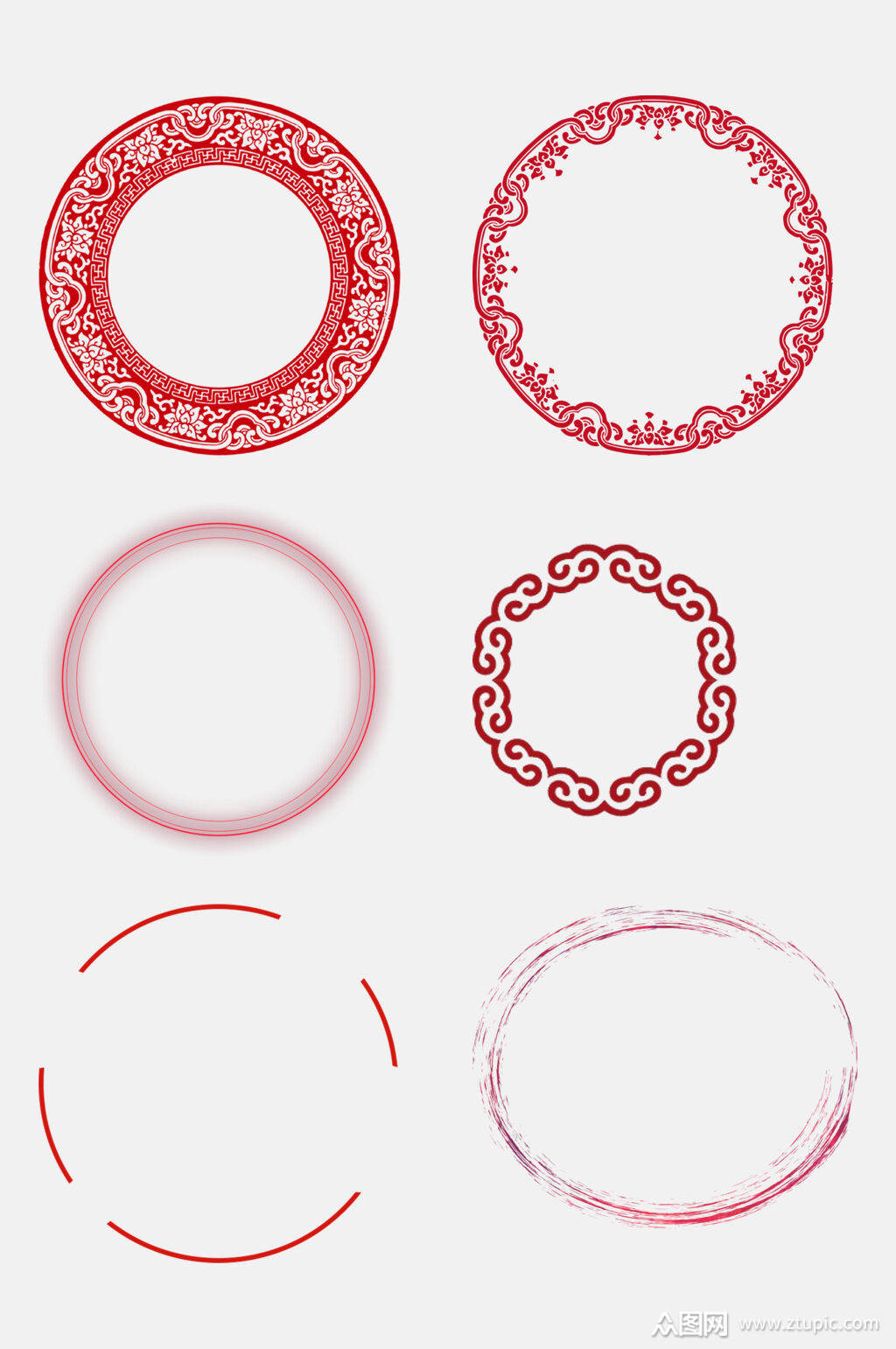 圆形中式花纹边框素材