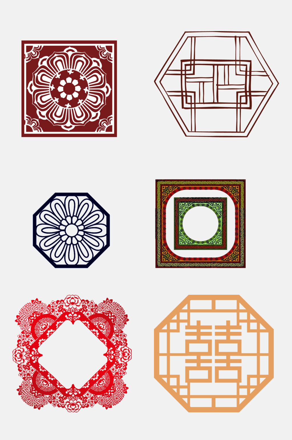 中国风传统民族花纹免抠元素模板下载