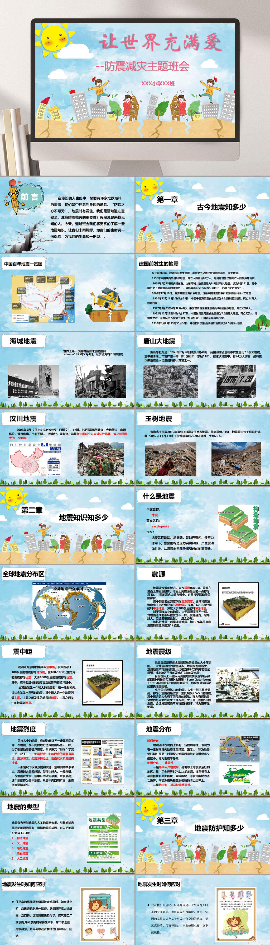 防震减灾宣传主题班会PPT素材