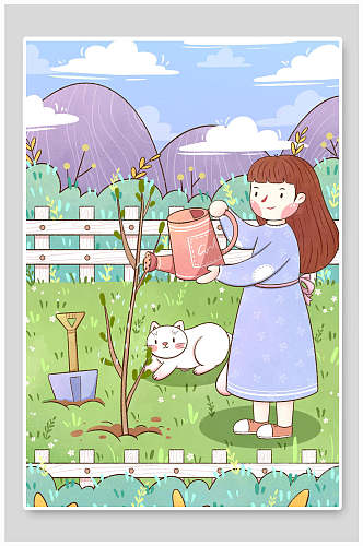 清新花园植树节海报