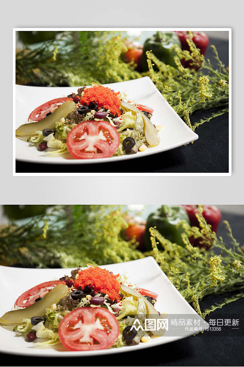 蟹子蔬菜沙拉摄影图片素材