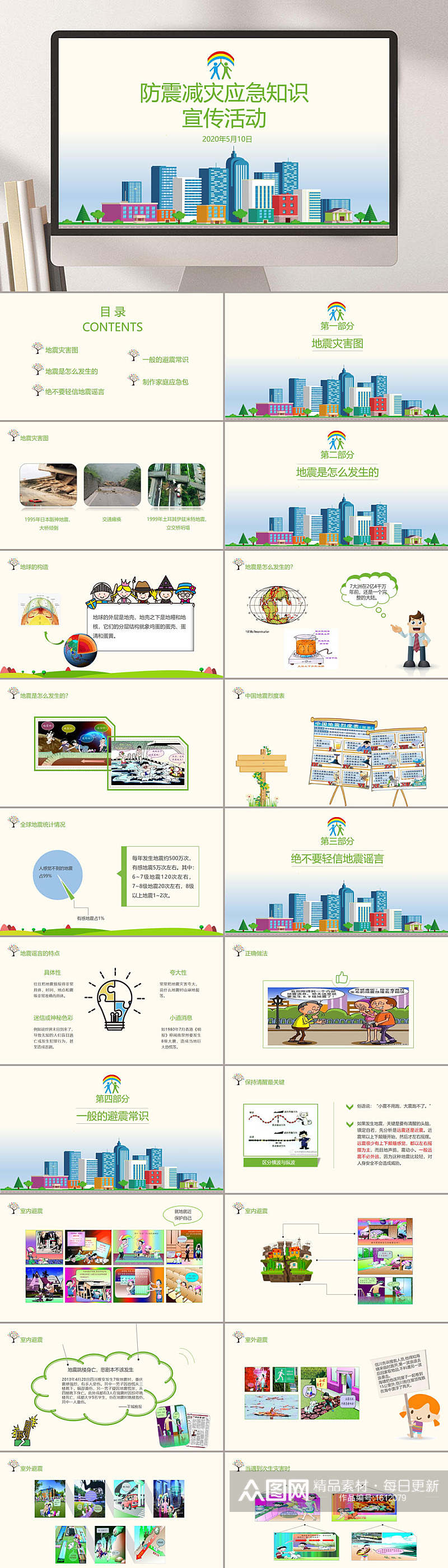 防震减灾应急知识宣传PPT素材