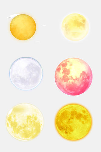 彩色月亮月球免抠元素设计素材