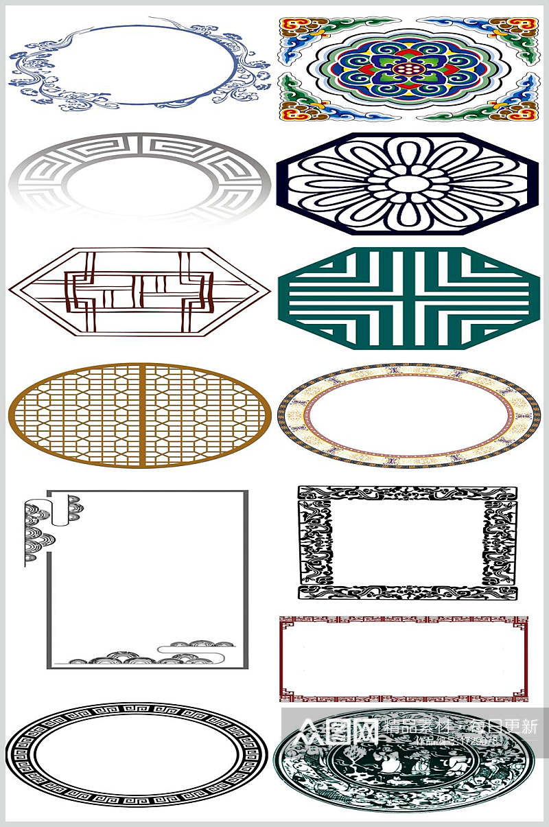 中式复古花纹边框素材素材