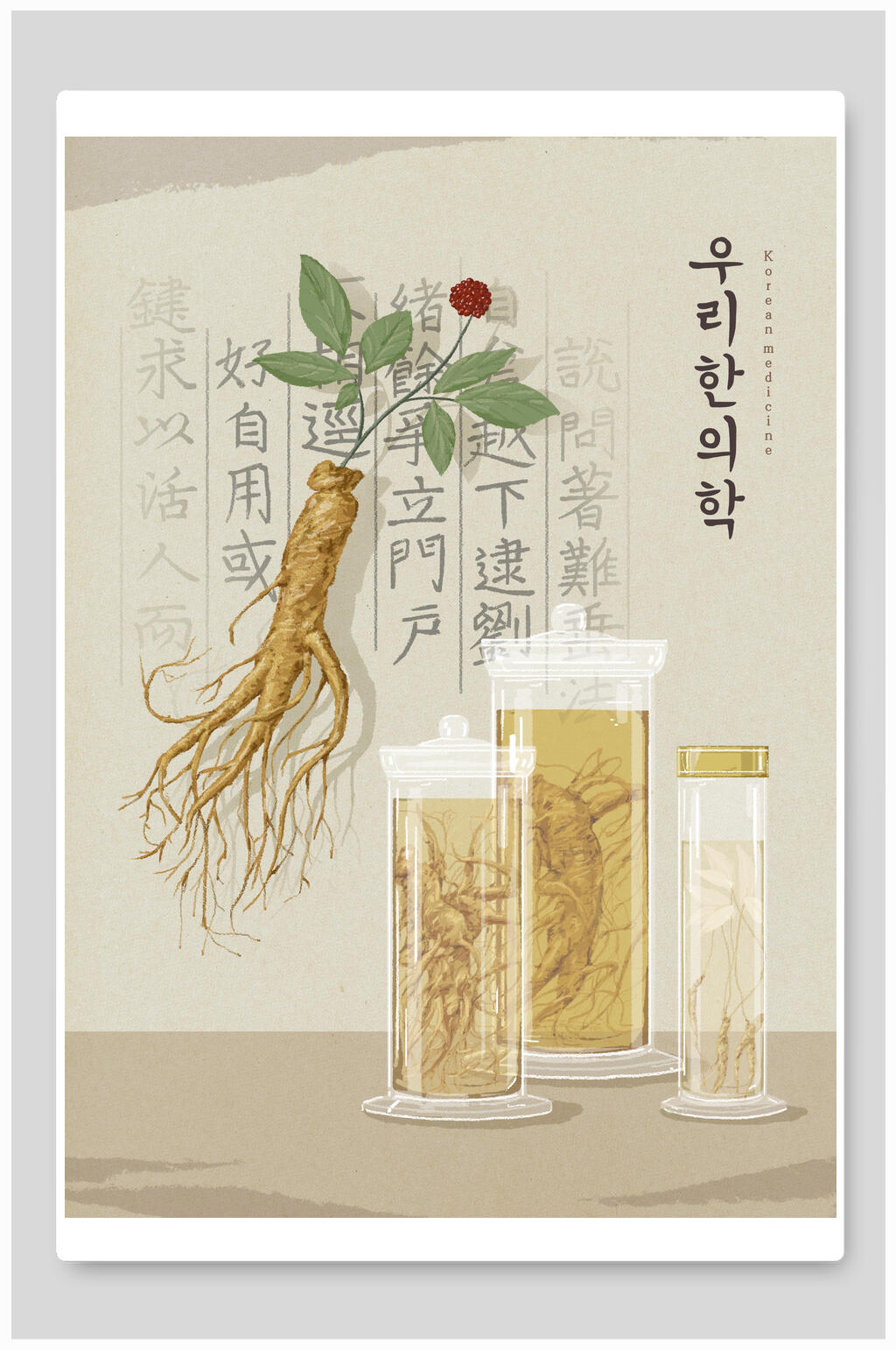 人参药材中药海报素材
