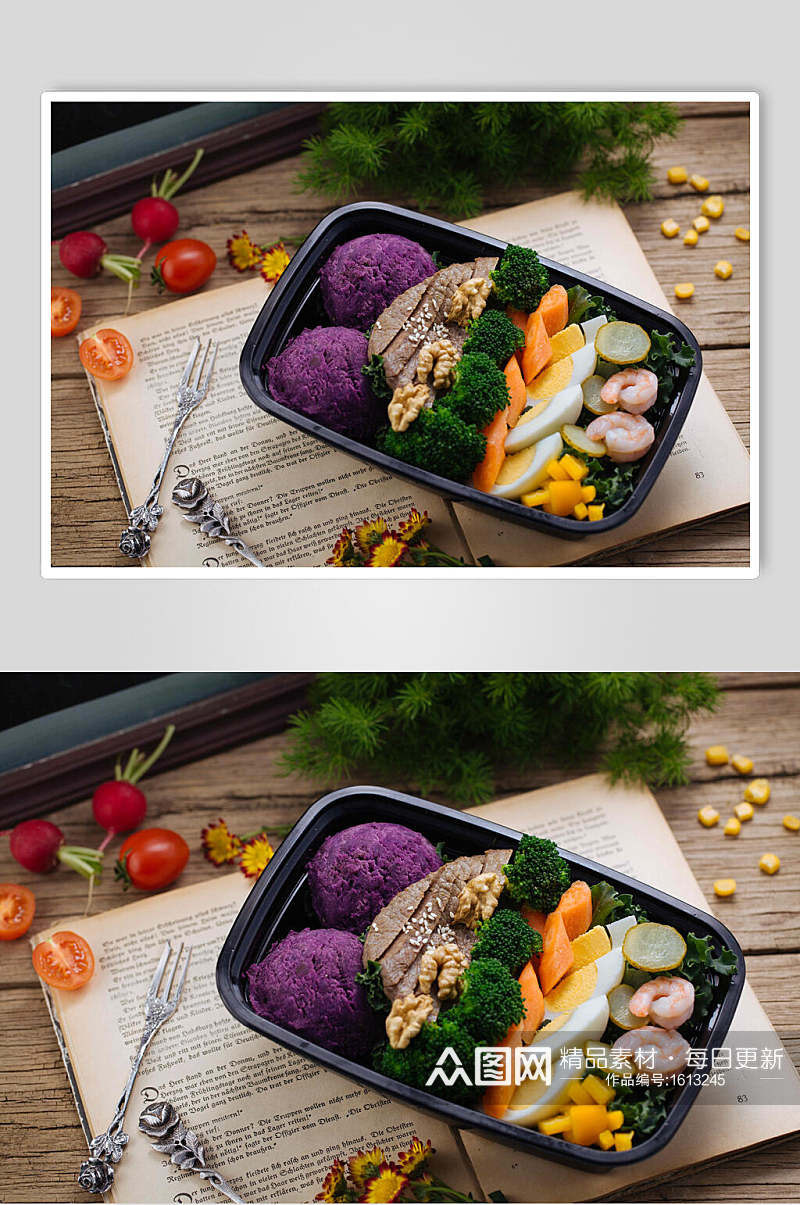 紫薯素食沙拉摄影图片素材