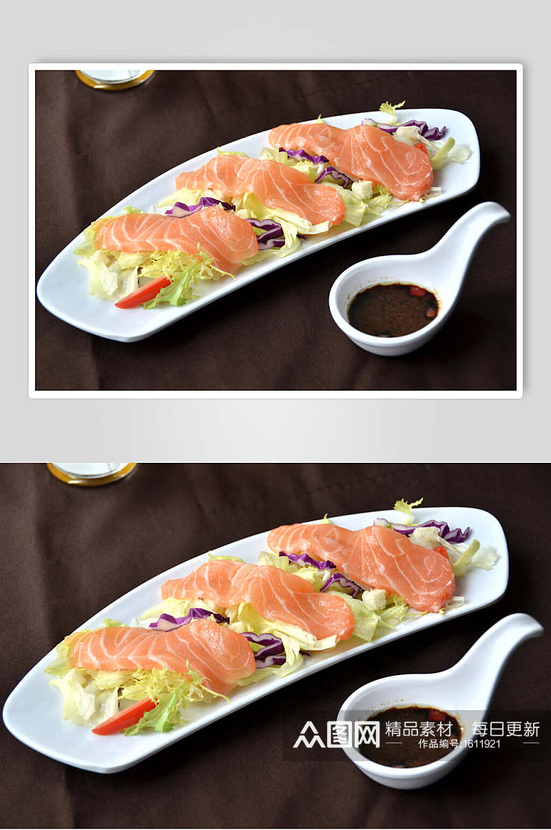 海鲜三文鱼沙拉高清图片素材