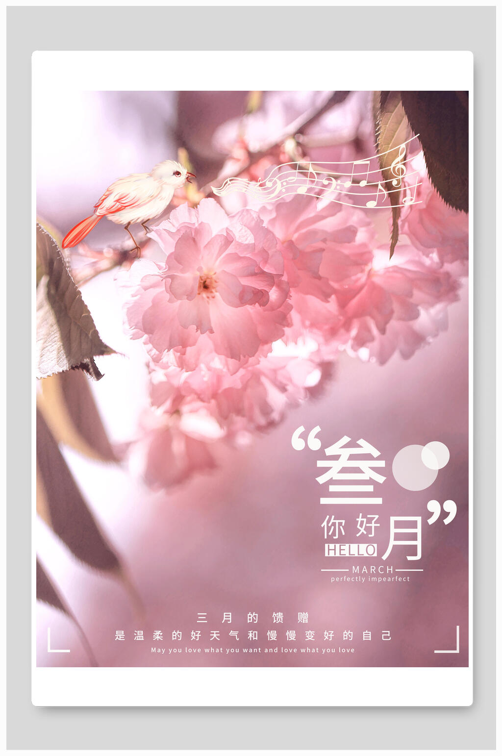 三月你好樱花海报素材