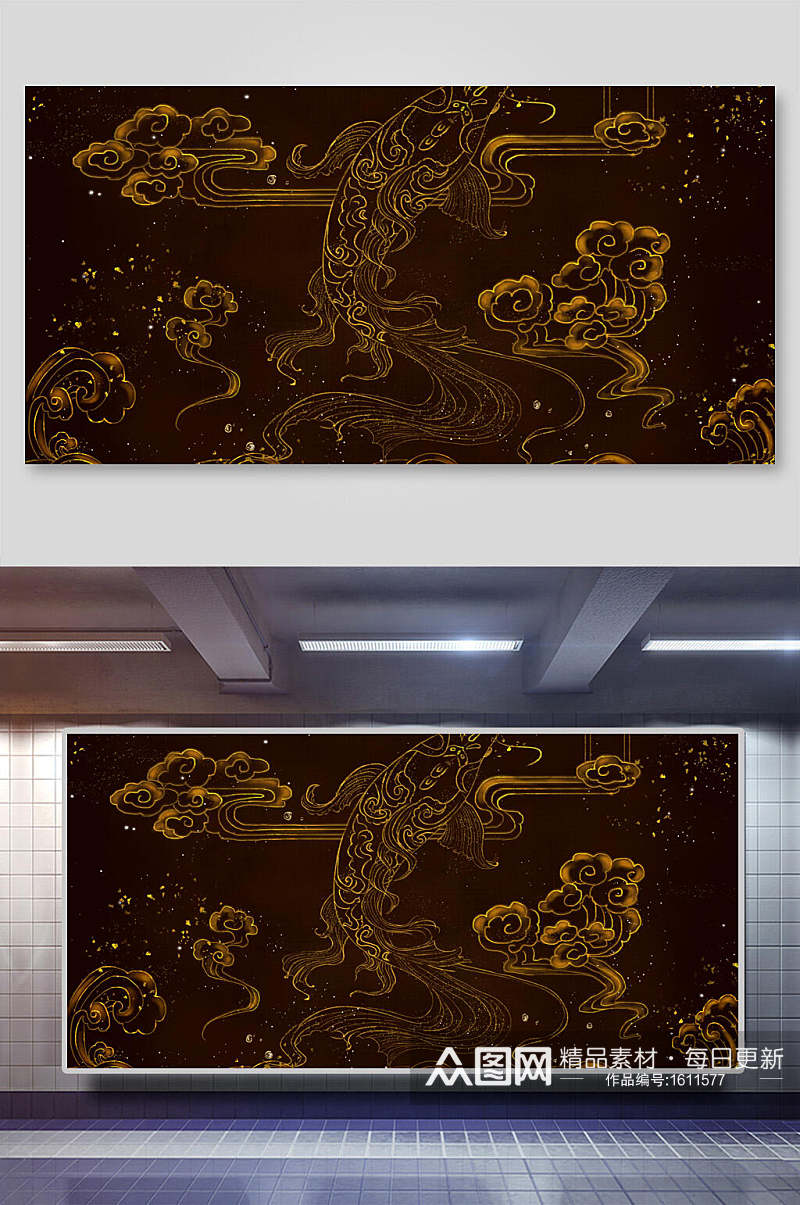金纹中国风图案背景素材素材