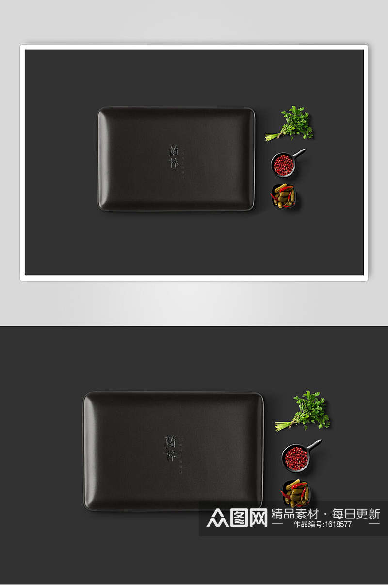 黑色中式餐饮品牌VI样机效果图素材