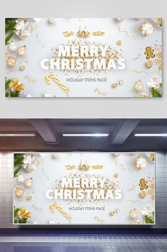 纯色圣诞节装饰礼物素材海报