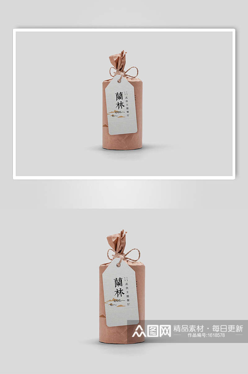 中式餐饮品牌包装纸标签VI样机效果图素材