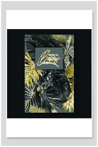 矢量金色欧美风植物背景贺卡卡片素材