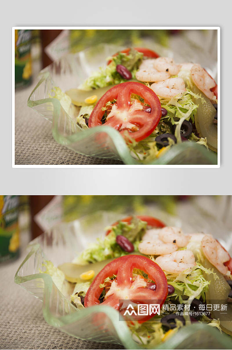 鲜虾蔬果沙拉高清图片素材
