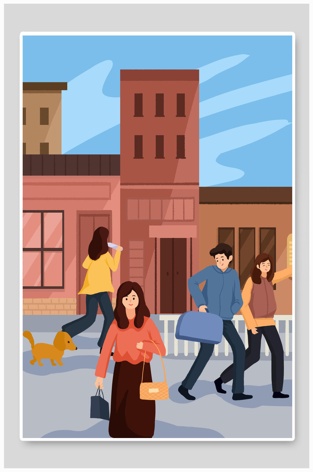 上班生活场景人物插画素材素材