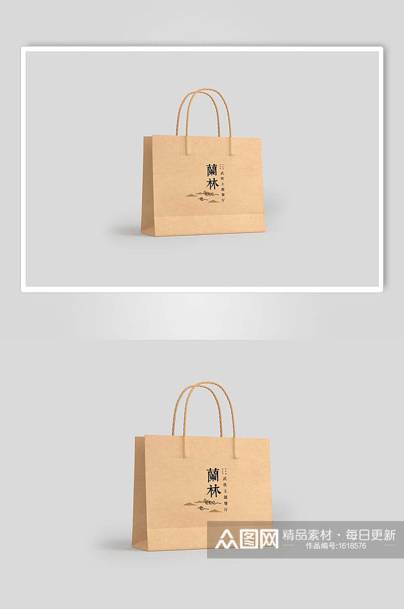 中式餐饮品牌手提袋VI样机贴图素材