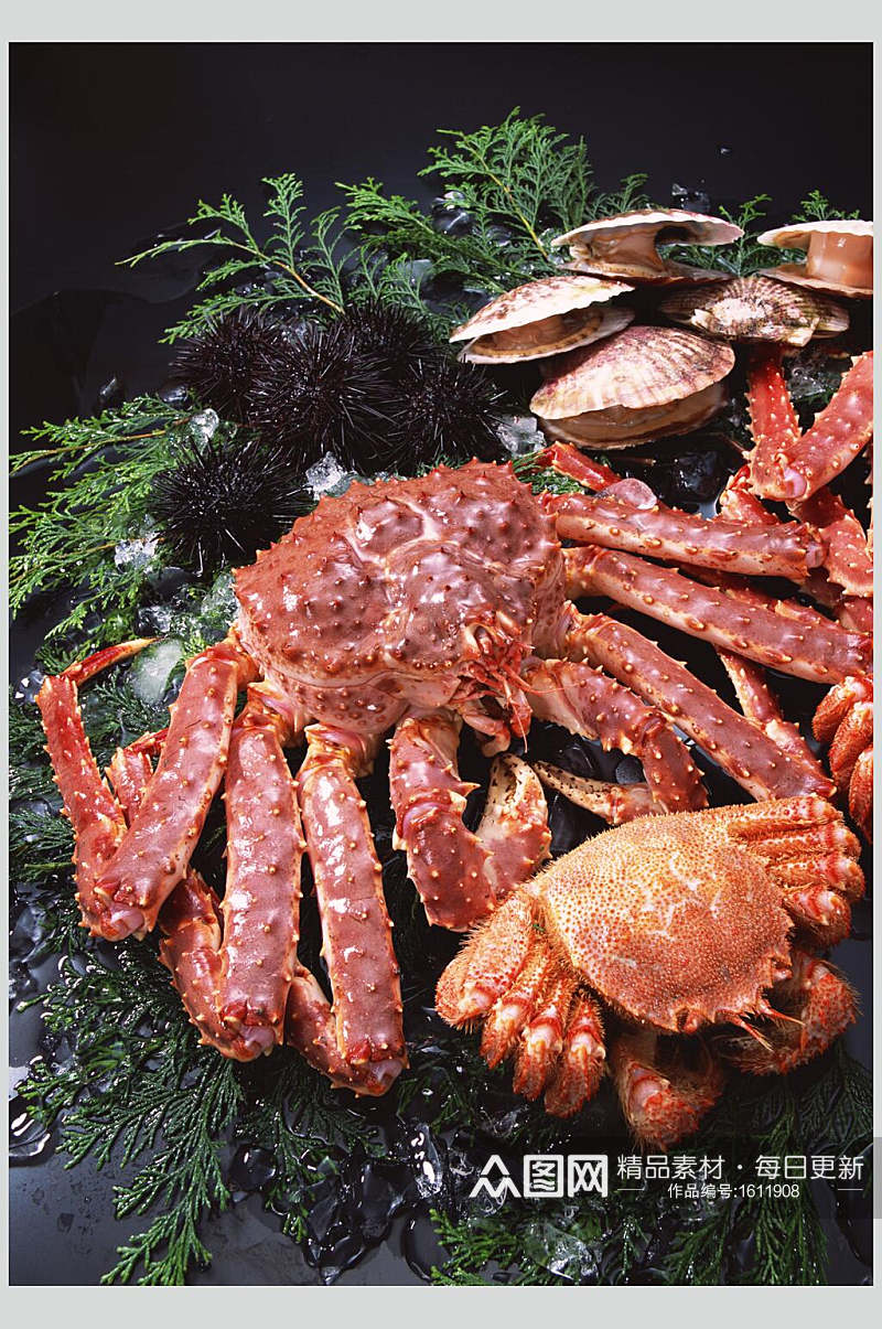 新鲜海鲜帝王蟹高清图片素材