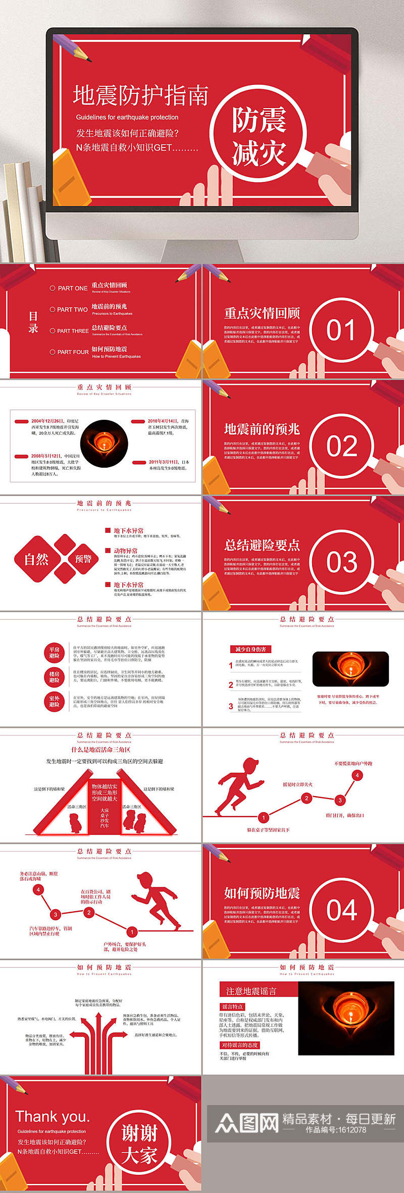 地震防护指南防震减灾宣传PPT素材