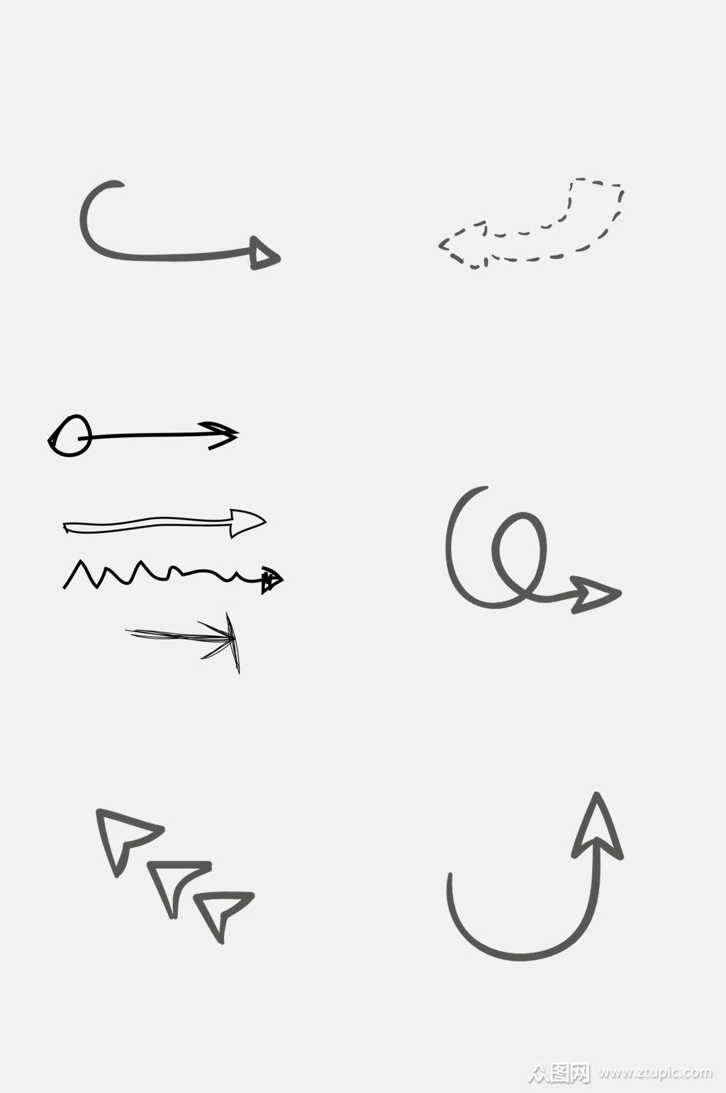 虚线手绘方向箭头免抠素材