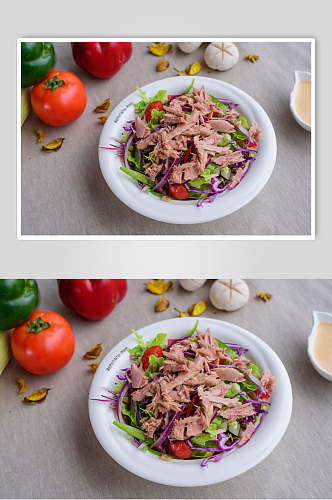 吞拿鱼沙拉健康食品摄影图