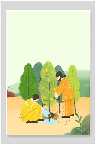 园林工人植树节海报